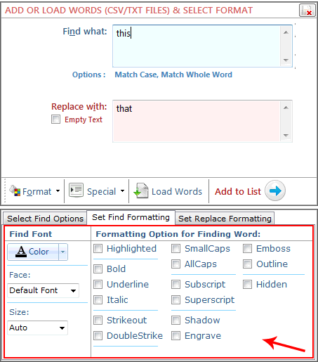 Word find and replace