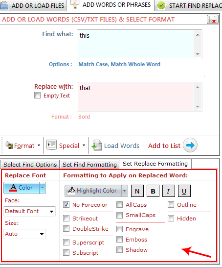 Word find and replace