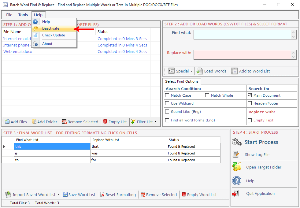 Batch Word Find Replace