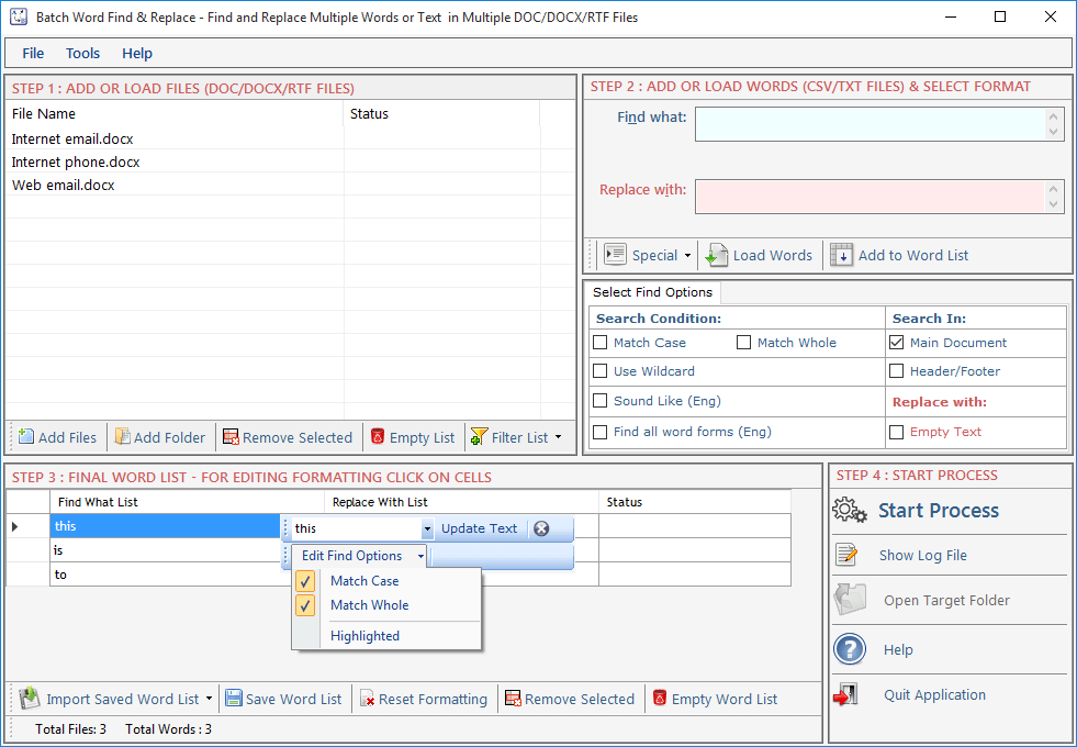 Batch Word Find Replace