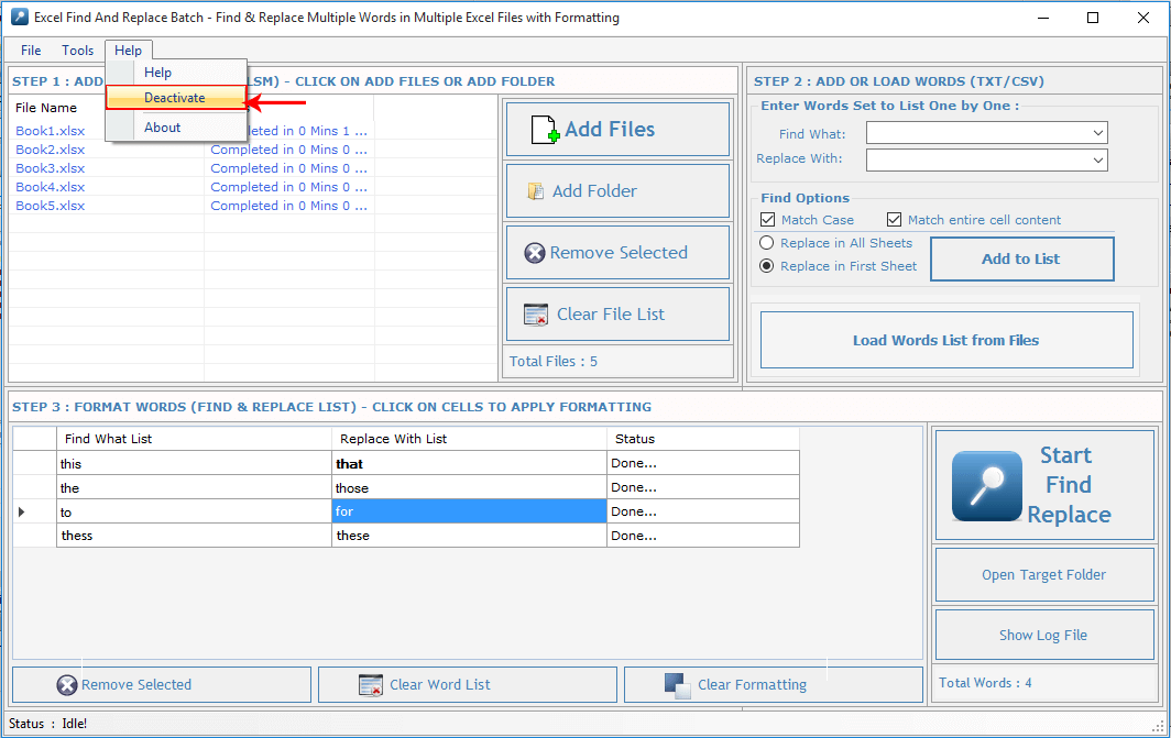 Excel Find Replace